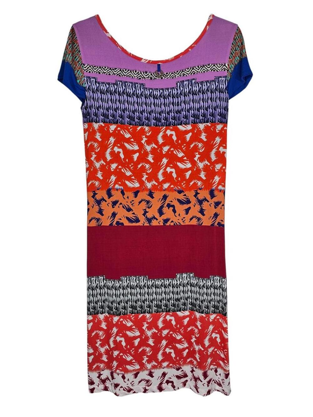 Y2K Vtg Save The Queen Italy Patchwork Knit Dress Multi Print Boho Small - Picture 4 of 11